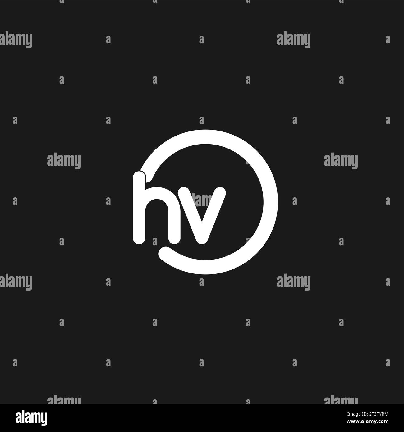 Initialen HV-Logo-Monogramm mit einfachen Kreisen Linien Vektorgrafik Stock Vektor