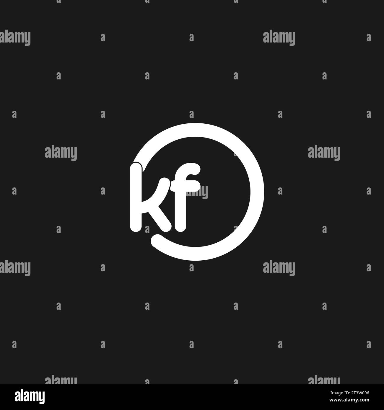 Initialen KF Logo Monogramm mit einfachen Kreisen Linien Vektorgrafik Stock Vektor