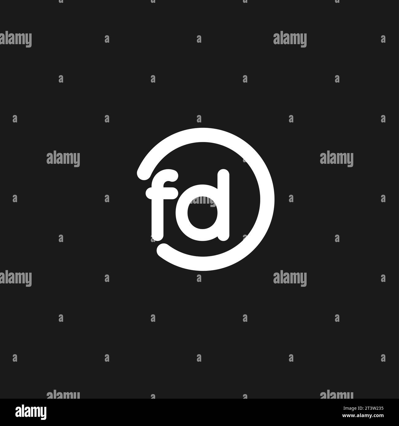 Initialen FD-Logo-Monogramm mit einfachen Kreisen Linien Vektorgrafik Stock Vektor