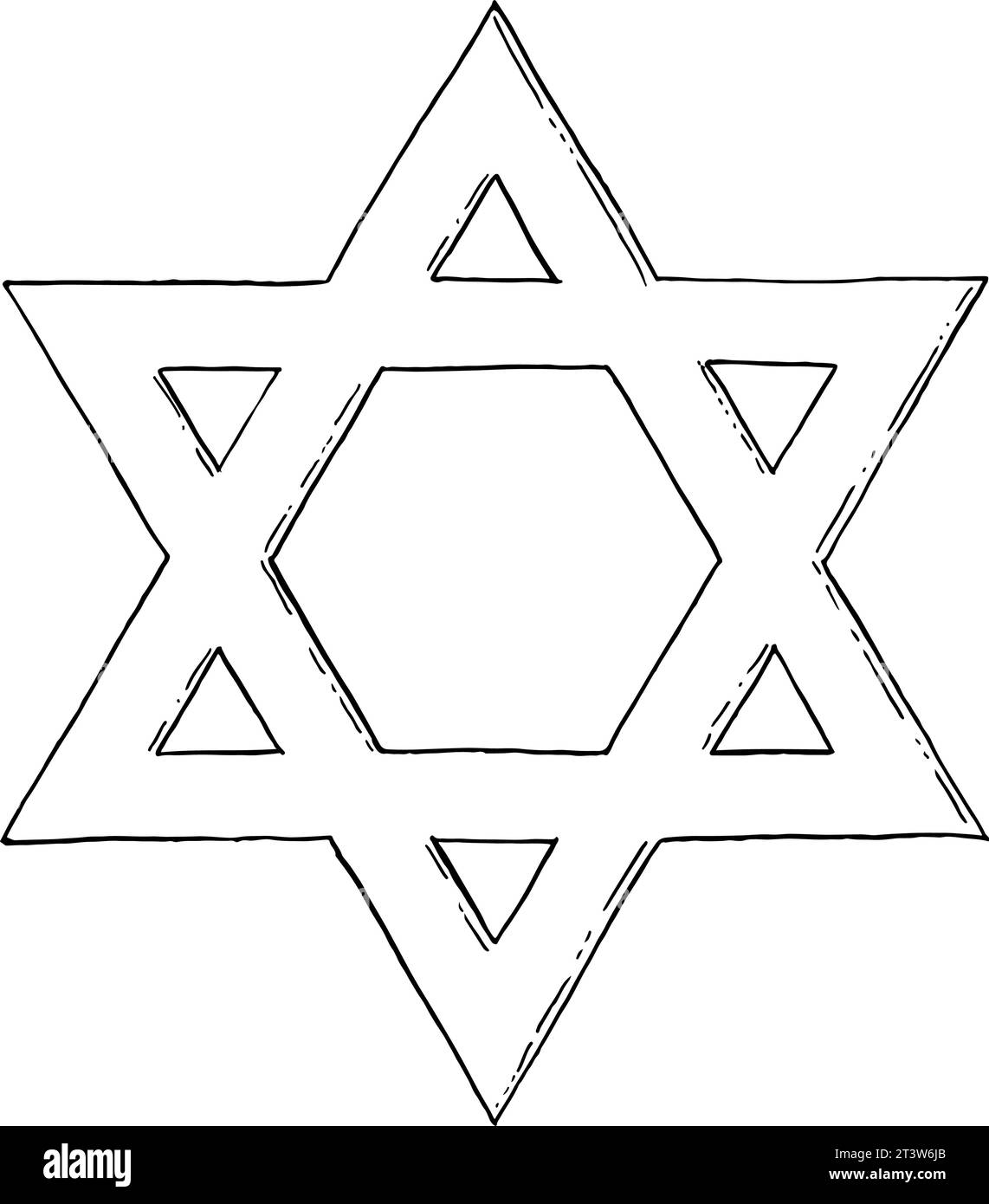 David-Star-Illustrationen mit schwarzer und weißer Tinte Stock Vektor