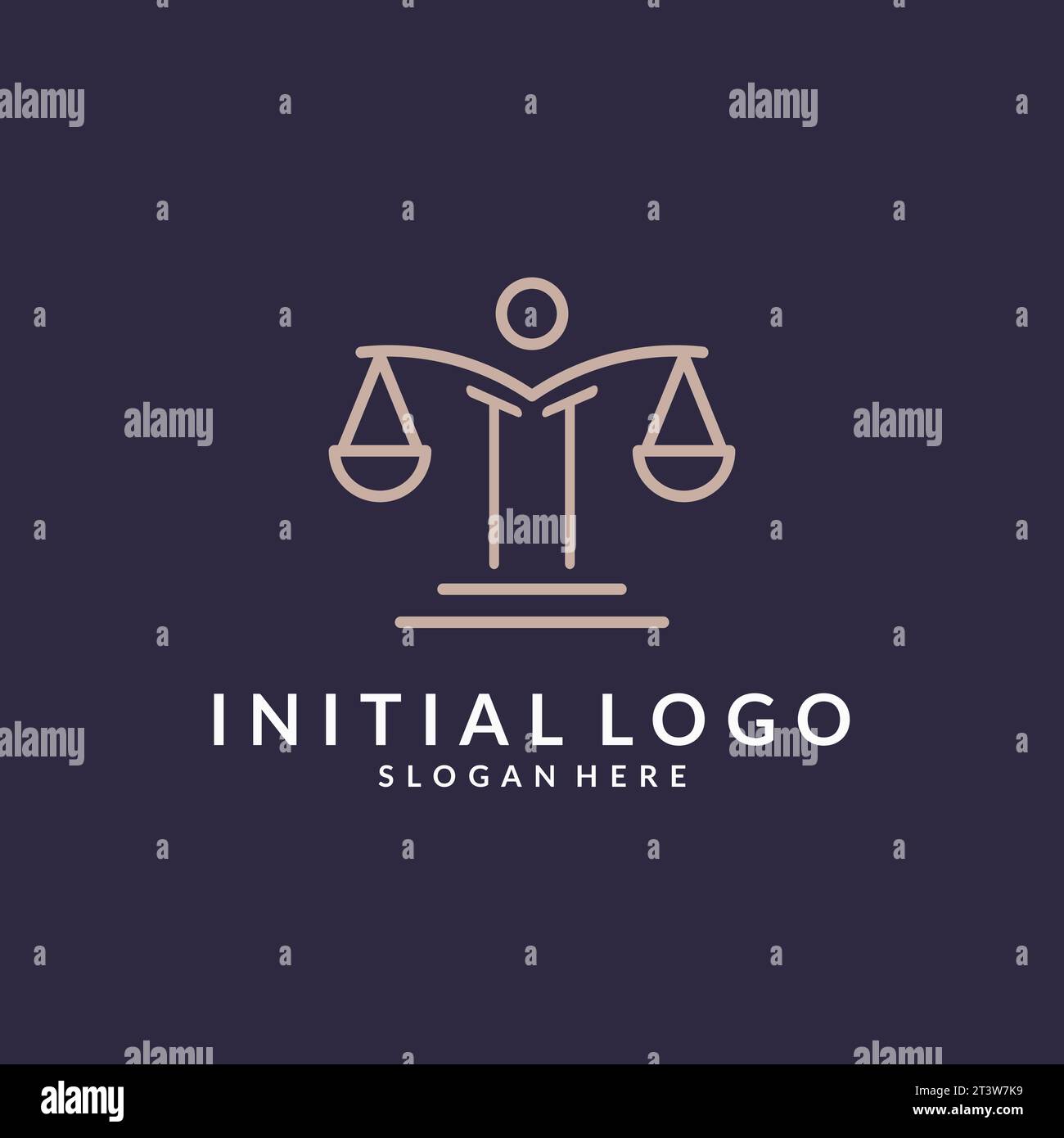 TT-Initialen kombiniert mit der Skala der Gerechtigkeit-Ikone, Design-Inspiration für Anwaltskanzleien in einem modernen und luxuriösen Stil, Vektorgrafik Stock Vektor