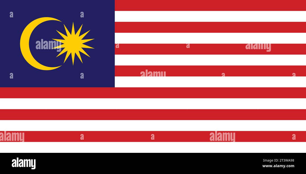 Nationalflagge Malaysiens, die für Nationalfeiertage verwendet werden kann. Vektorabbildung Stock Vektor