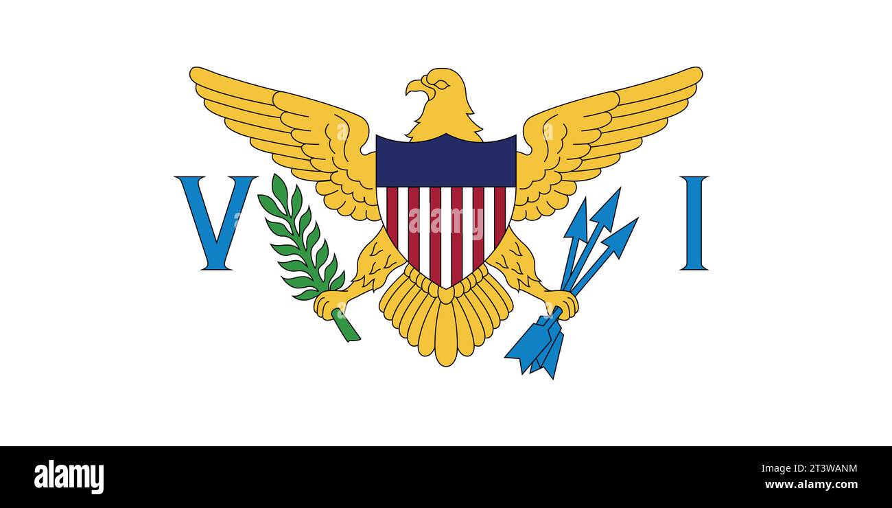 Nationalflagge der Jungferninseln USA, die an nationalen Tagen verwendet werden kann. Vektorabbildung Stock Vektor