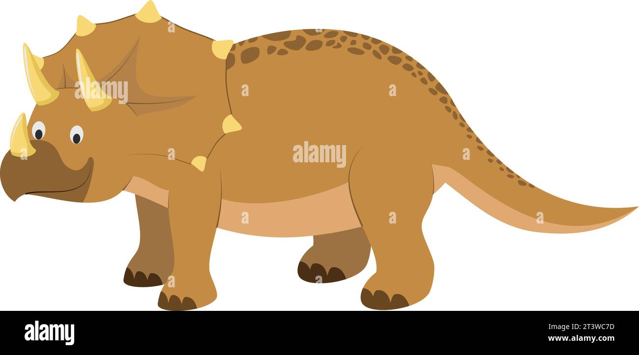 Triceratops Vektor-Illustration im Cartoon-Stil für Kinder. Dinosaurier-Kollektion. Stock Vektor