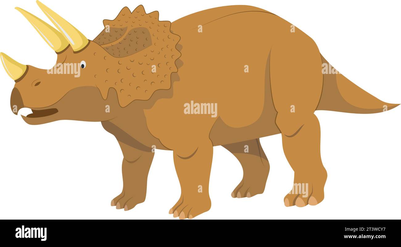 Triceratops-Vektor-Illustration isoliert in weißem Hintergrund. Dinosaurier-Kollektion. Stock Vektor