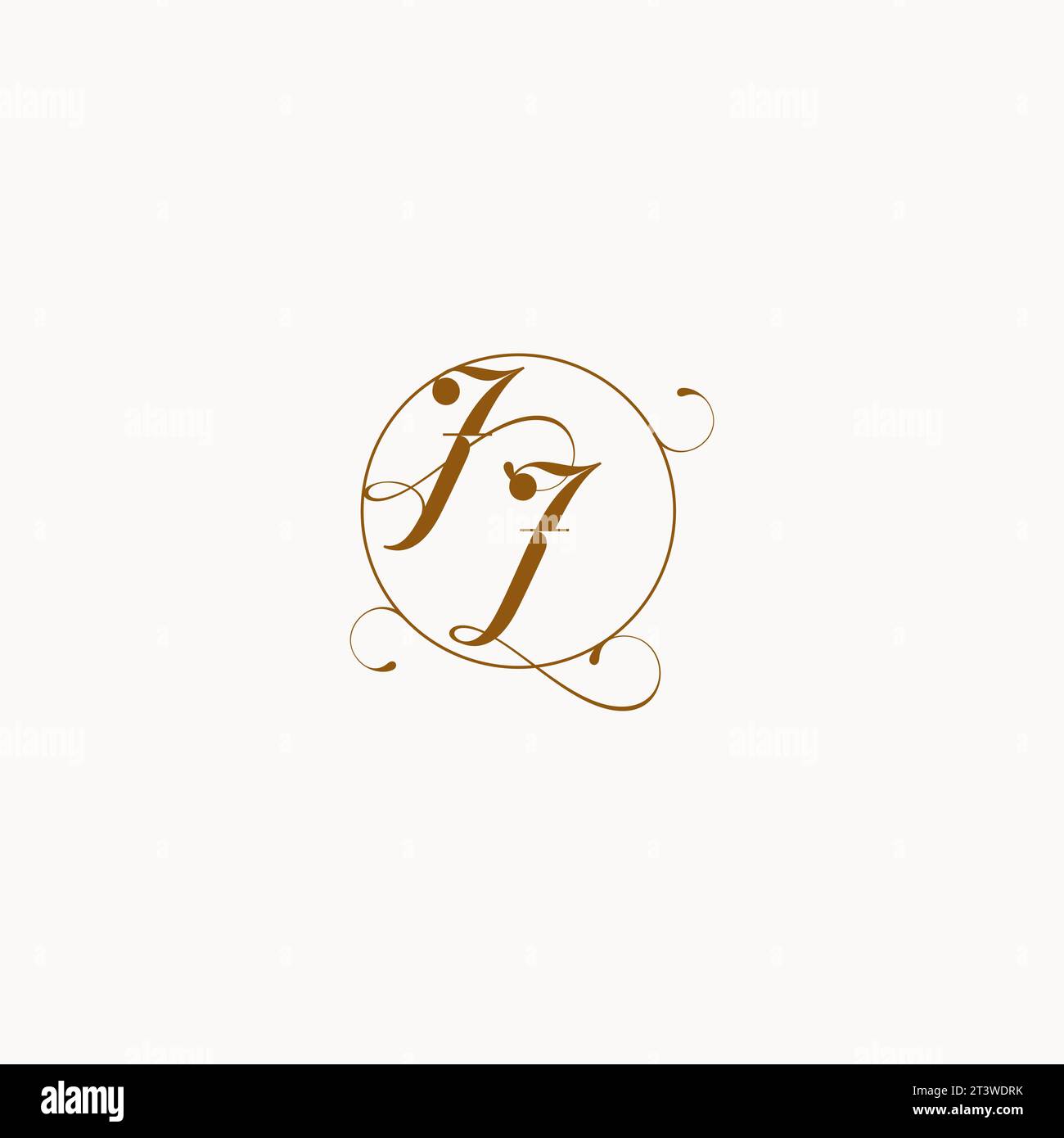 JJ einzigartiges Hochzeitslogo Symbol Ihrer Ehe und Sie können es auf Ihrem Hochzeitsgeschirr verwenden Stock Vektor