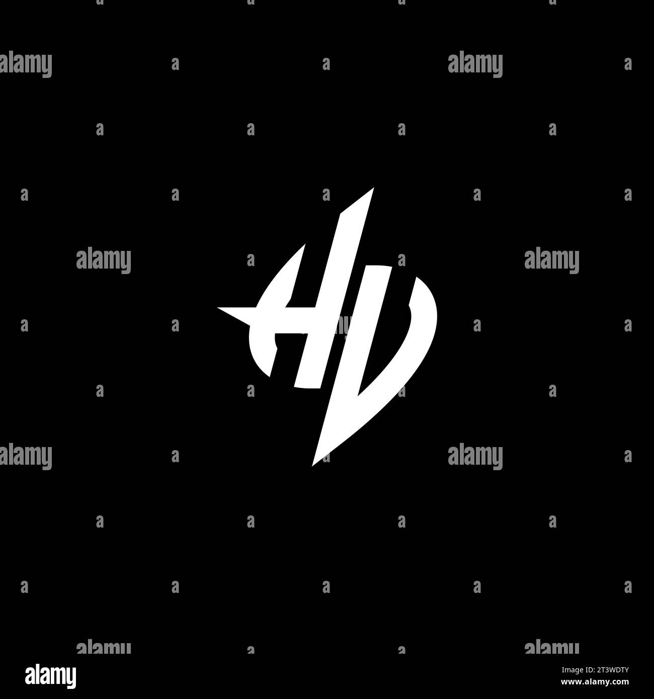 HU-Monogramm-Esport-Logo mit coolem Design im Vektor Stock Vektor