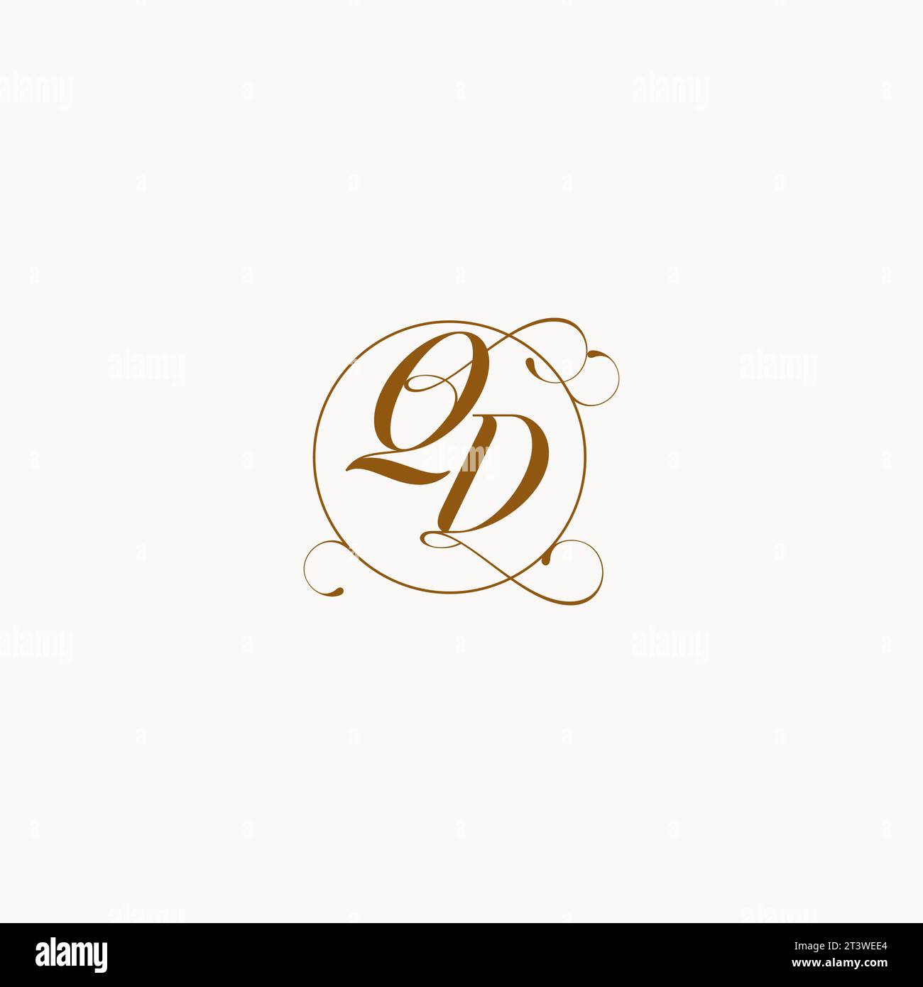QD einzigartiges Hochzeitslogo-Symbol Ihrer Ehe und Sie können es auf Ihrem Hochzeitsgeschirr verwenden Stock Vektor