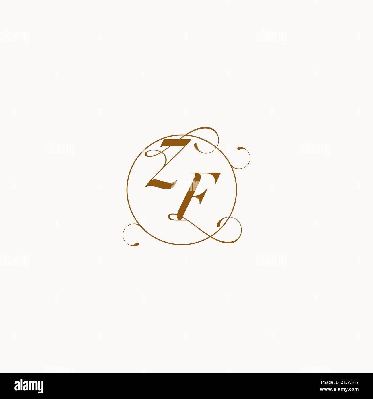 ZF einzigartiges Hochzeitslogo Symbol Ihrer Ehe und Sie können es auf Ihrem Hochzeitsgeschirr verwenden Stock Vektor