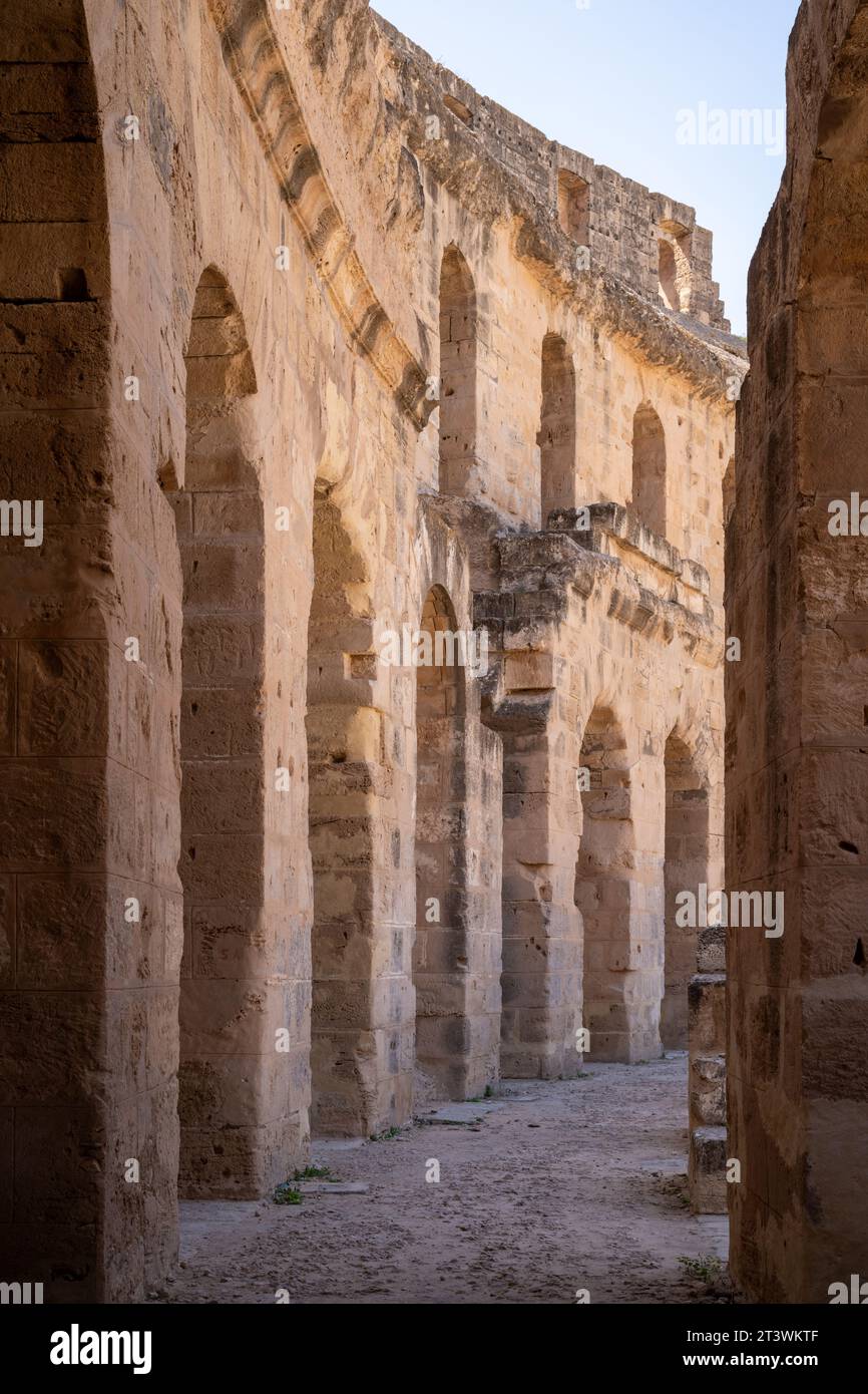 El Jem Coliseum. Das größte römische Amphitheater Afrikas. Unesco-Weltkulturerbe. Stockfoto