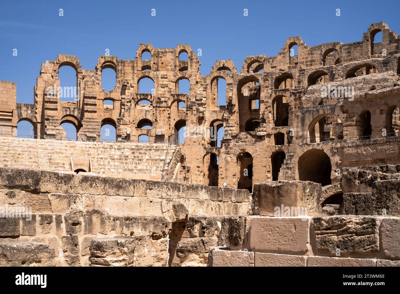 El Jem Coliseum. Das größte römische Amphitheater Afrikas. Unesco-Weltkulturerbe. Stockfoto