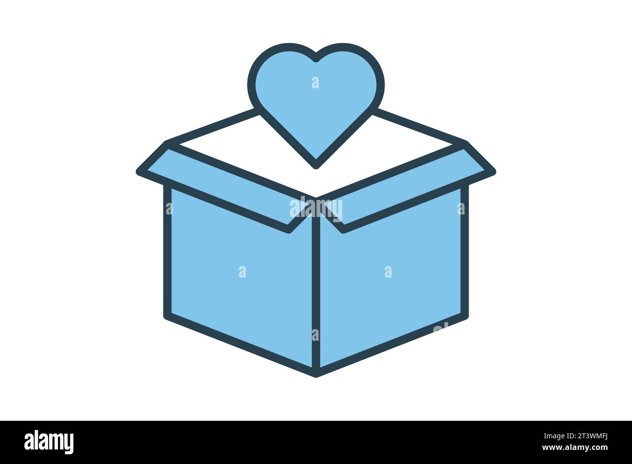 Package Heart-Symbol. Symbol für Lieferung. Geeignet für Websites, Apps, Benutzeroberflächen, Druckgeräte usw. Symbolstil für flache Linien. Einfaches Vektordesign e Stock Vektor