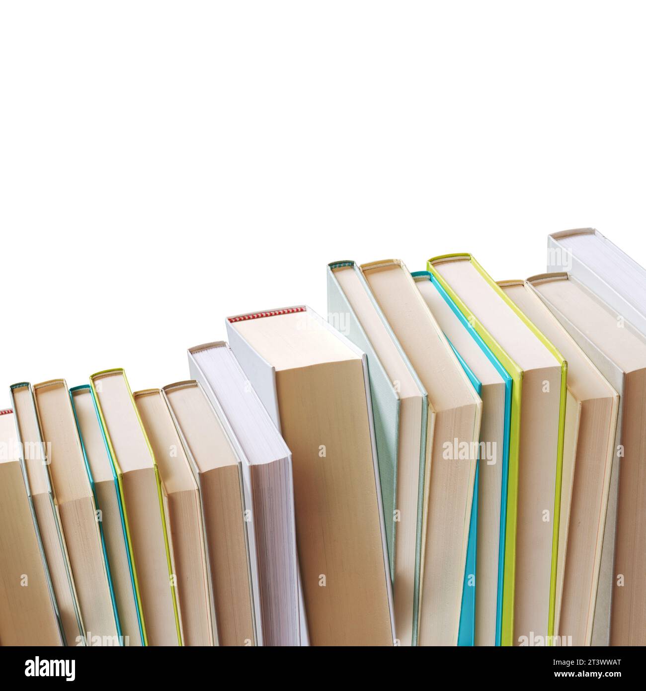 Viele Bücher sind in Linie, Kreativität und Lernkonzept angeordnet Stockfoto