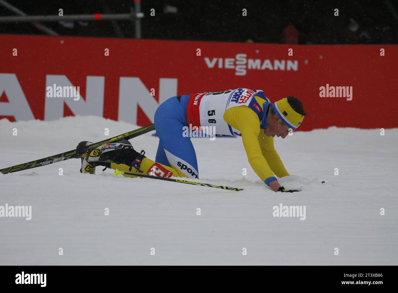 Viessmann Werbebanden FIS NORDISCHE SKI-WELTMEISTERSCHAFT 2015 in Falun, Schweden am 01.03.2015 Stockfoto