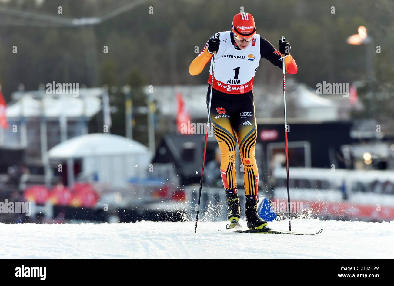 Eric Frenzel Aktion FIS NORDISCHE SKI-WELTMEISTERSCHAFT 2015 in Falun, Schweden am 20.02.2015 Stockfoto