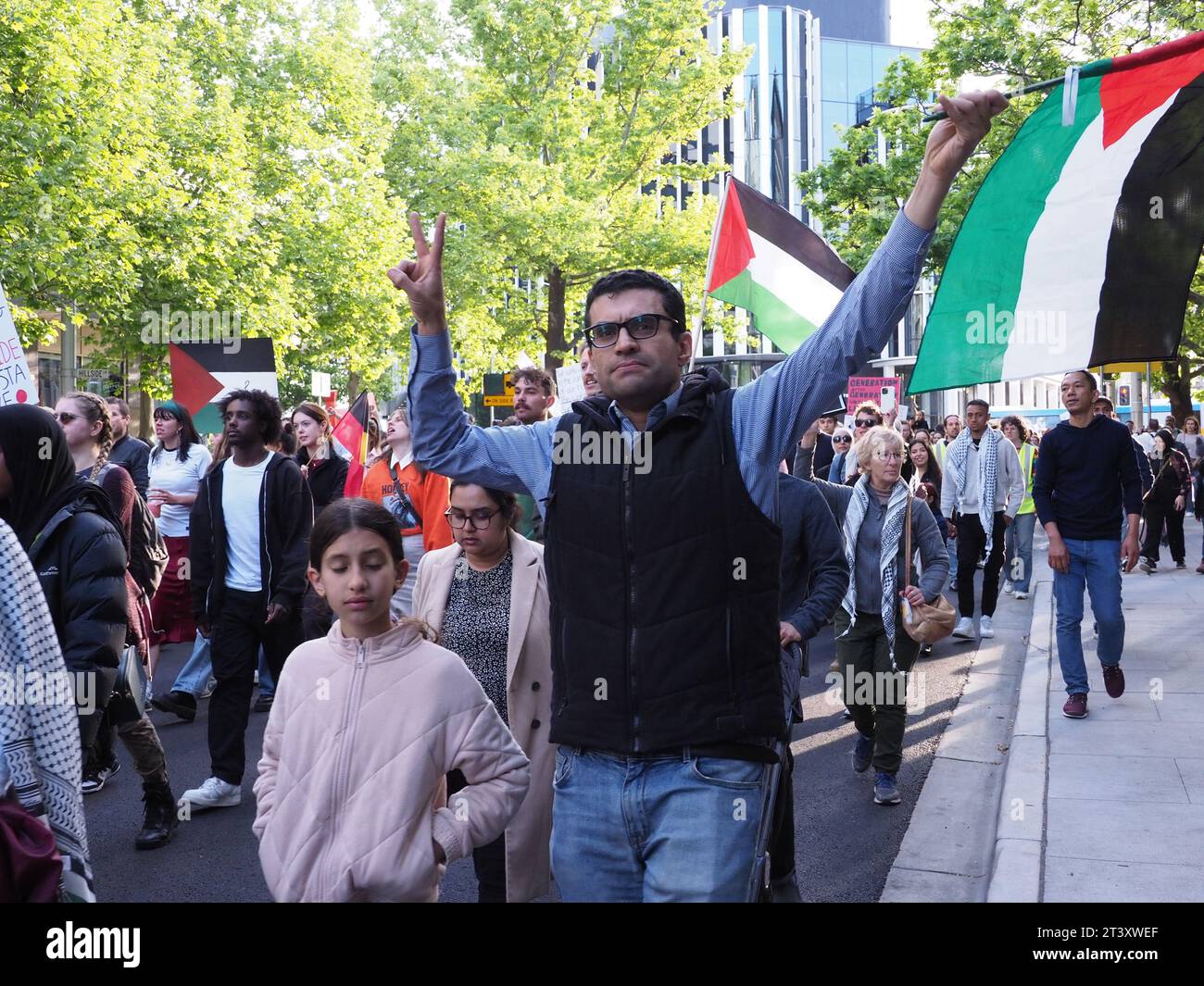 Canberra, Australien. Oktober 2023. Stoppt den Krieg gegen Gaza! Tausend Menschen in Canberra, Australien, protestieren gegen die Solidarität mit Gaza und Palästina. Stockfoto