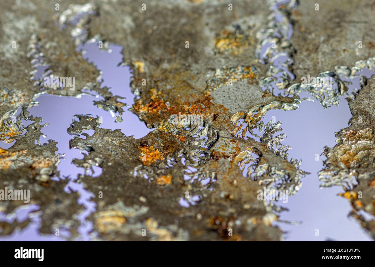 Makrodetail aus korrodiertem Edelstahl Stockfoto