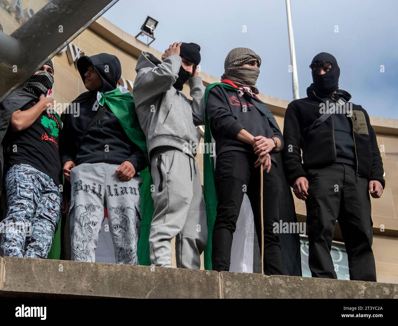 Glasgow, Schottland, Großbritannien. 21. Oktober 2023: Menschen versammeln sich in Glasgow, um einen Waffenstillstand in Gaza zu unterstützen. Stockfoto