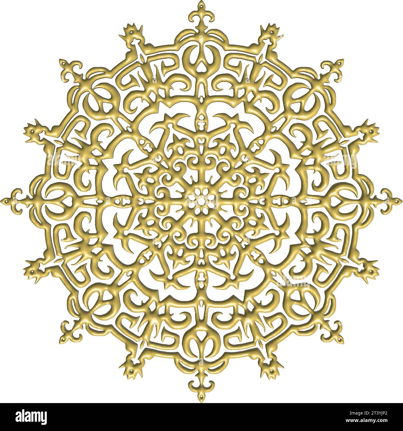 Komplexe gotische Architektur in 3D, verziert mit detaillierten Designs, beleuchtet mit strahlendem Gold und komplexen vegetativen Mustern Stock Vektor