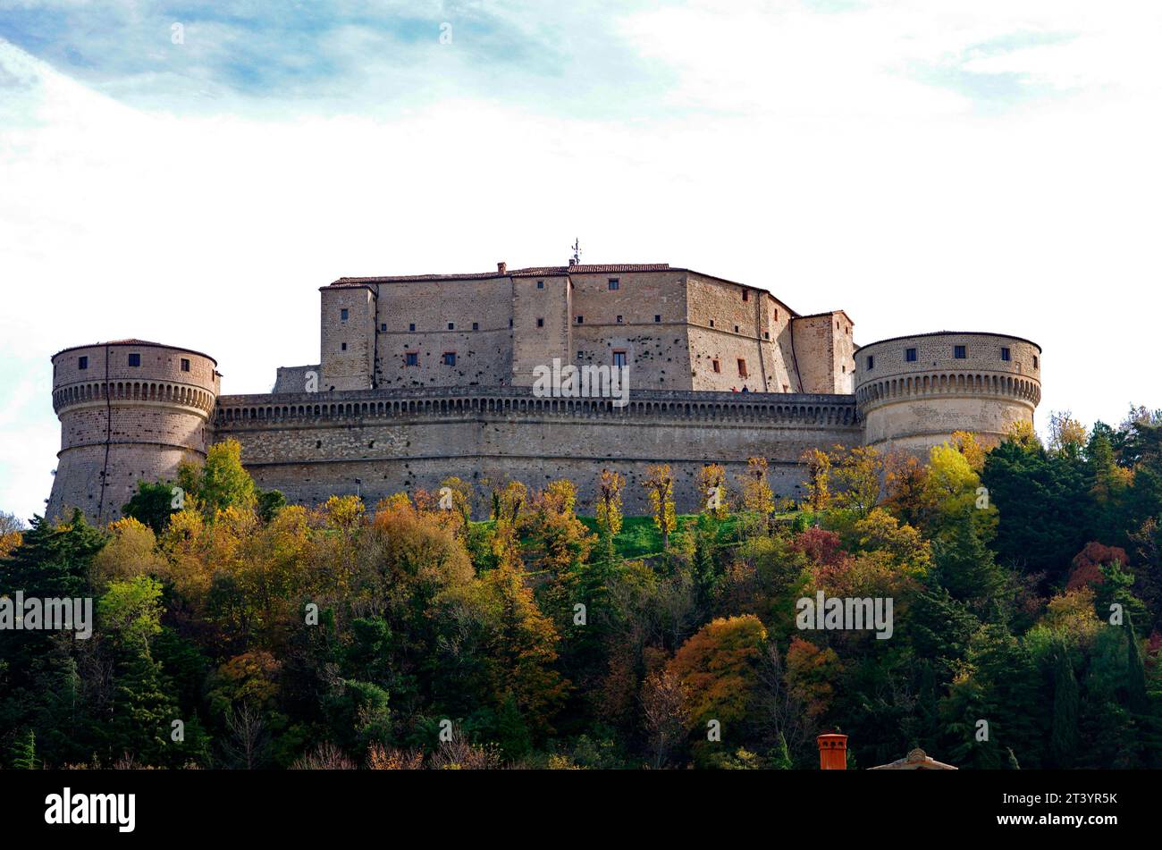 Veduta della rocca di san leo sulla collina Stockfoto