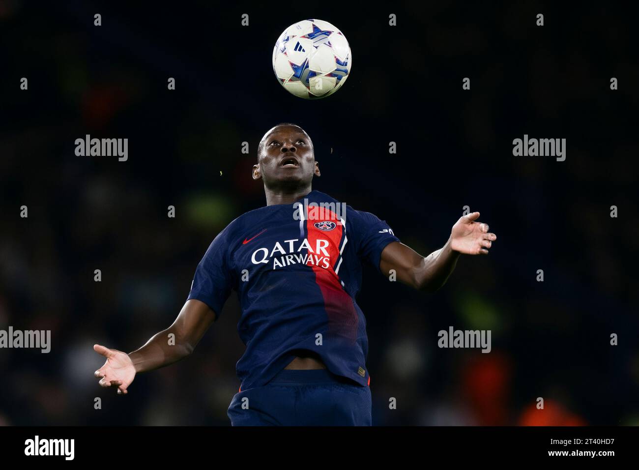 Randal Kolo Muani vom FC Paris Saint-Germain in Aktion während des Fußballspiels der UEFA Champions League zwischen Paris Saint-Germain FC und AC Milan. Stockfoto