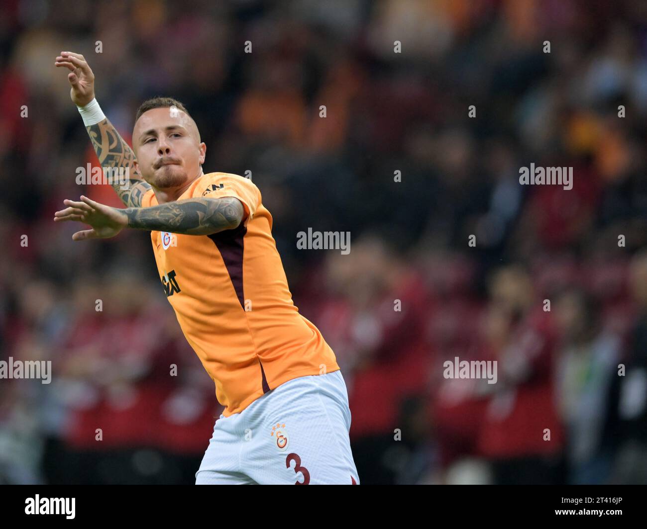 ISTANBUL: Angelino of Galatasaray während des türkischen Super-Lig-Spiels zwischen Galatasaray AS und Besiktas AS im Rams Global Stadium am 21. Oktober 2023 in Istanbul. ANP | Hollandse Hoogte | GERRIT VAN COLOGNE Stockfoto