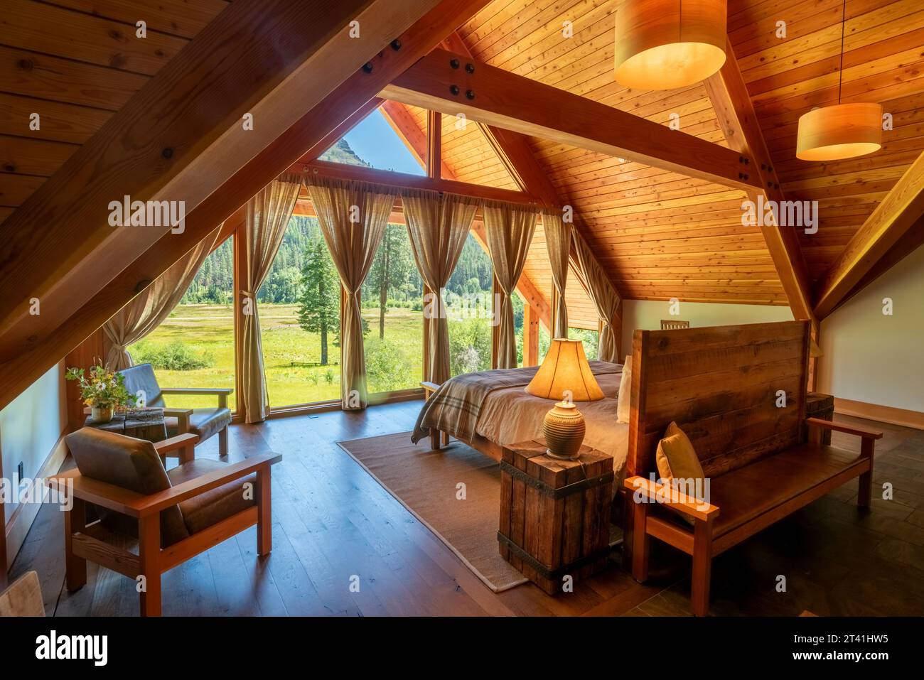 Eagle Cap Suite in der Minam River Lodge, Oregon. Stockfoto