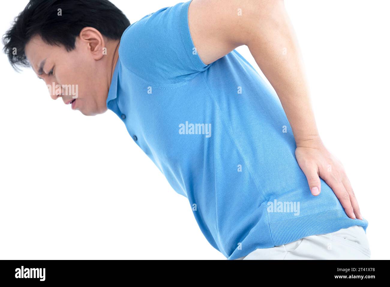 Mann mit Schmerzen im unteren Rücken Stockfoto