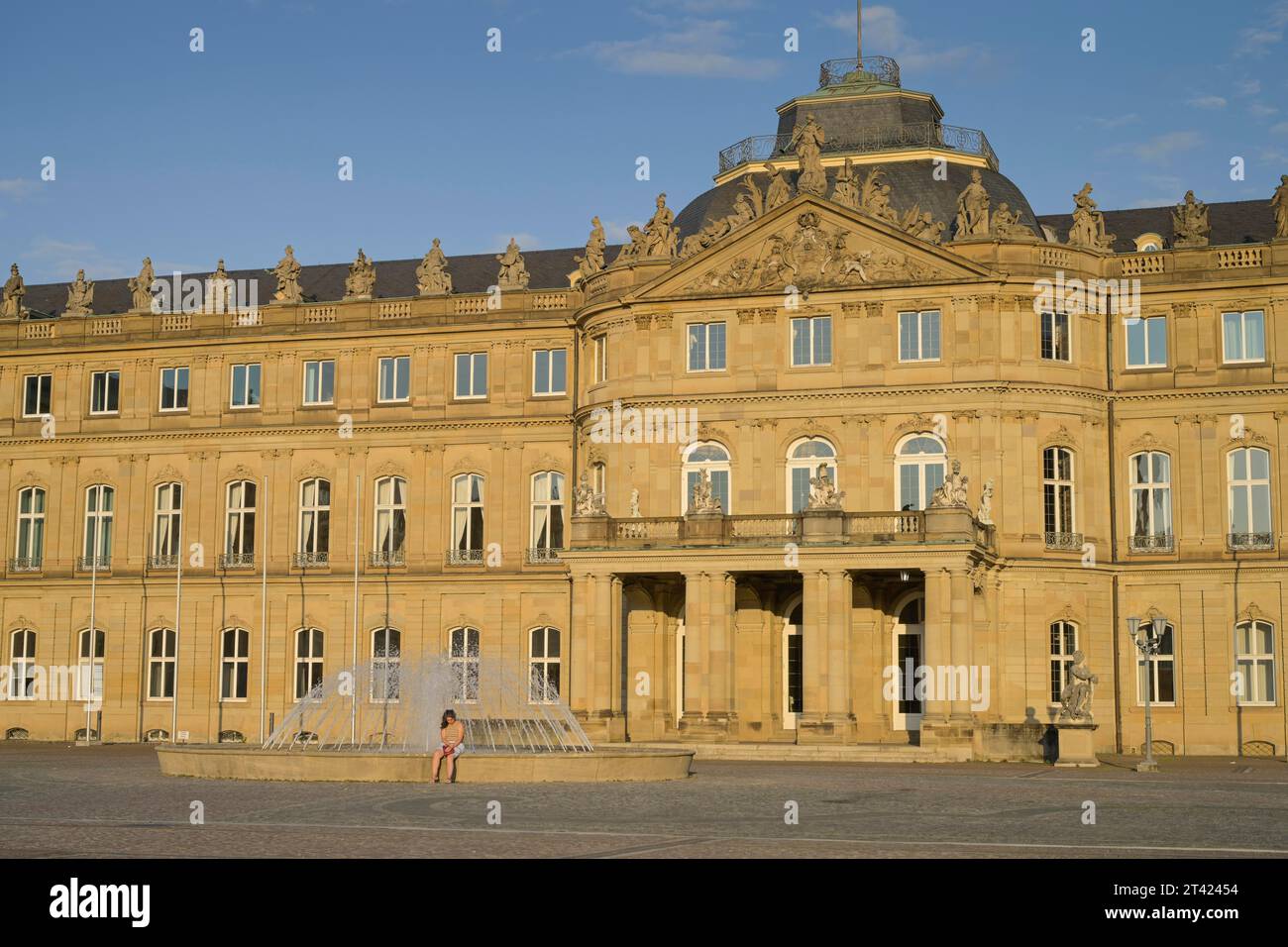 Brunnen, Wasserspiel, Ehrenhof, neuer Palast, Palastplatz, Stuttgart, Baden-Württemberg, Deutschland Stockfoto