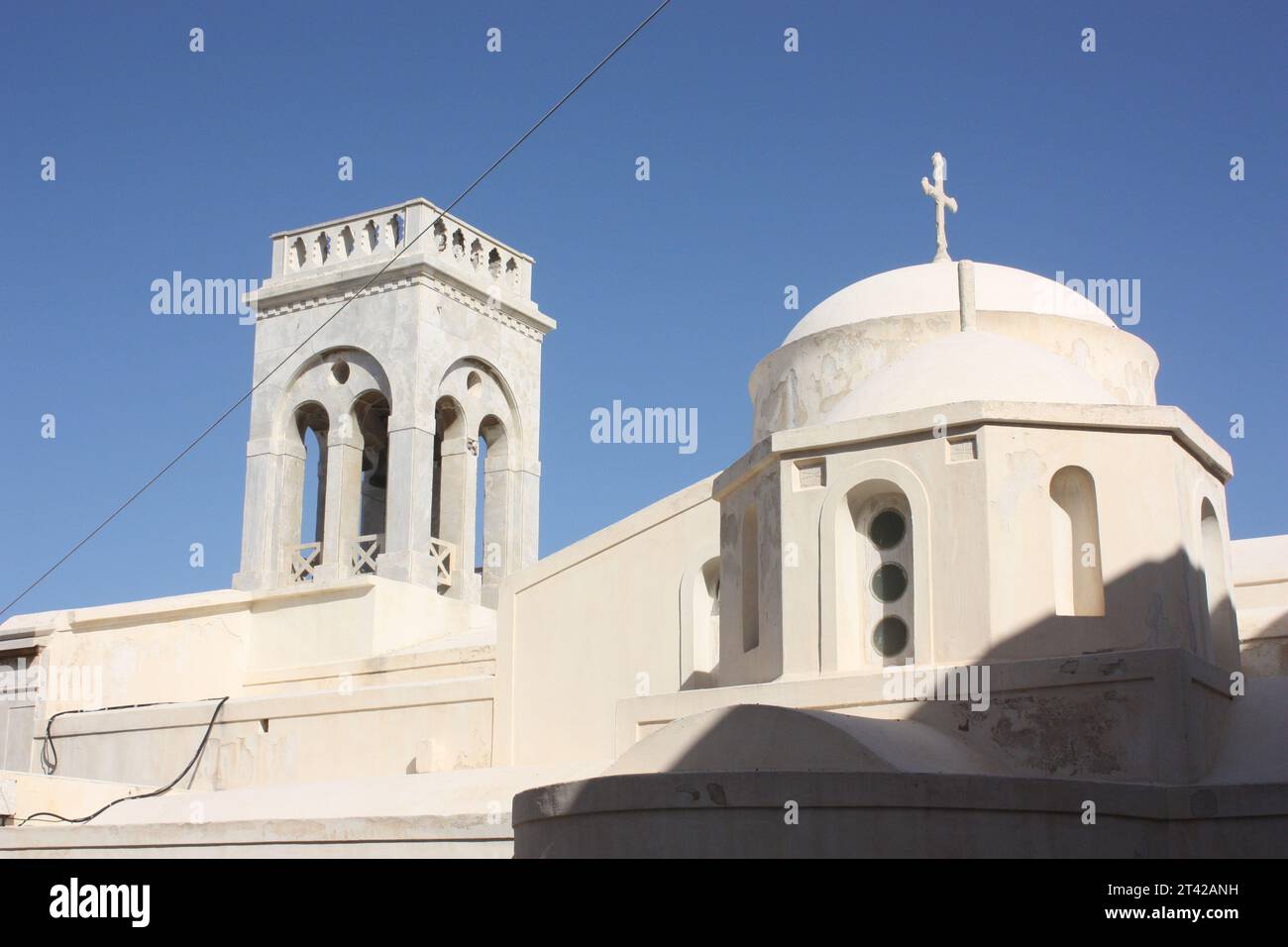 Die Kathedrale in der Altstadt von Chora auf Naxos in den Kykladen in Griechenland Stockfoto