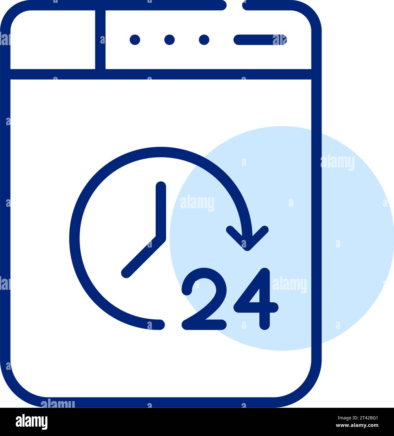 Wäscheservice rund um die Uhr. Waschmaschine und rund-um-Uhr-Symbol. Symbol für perfekte Pixel Stock Vektor