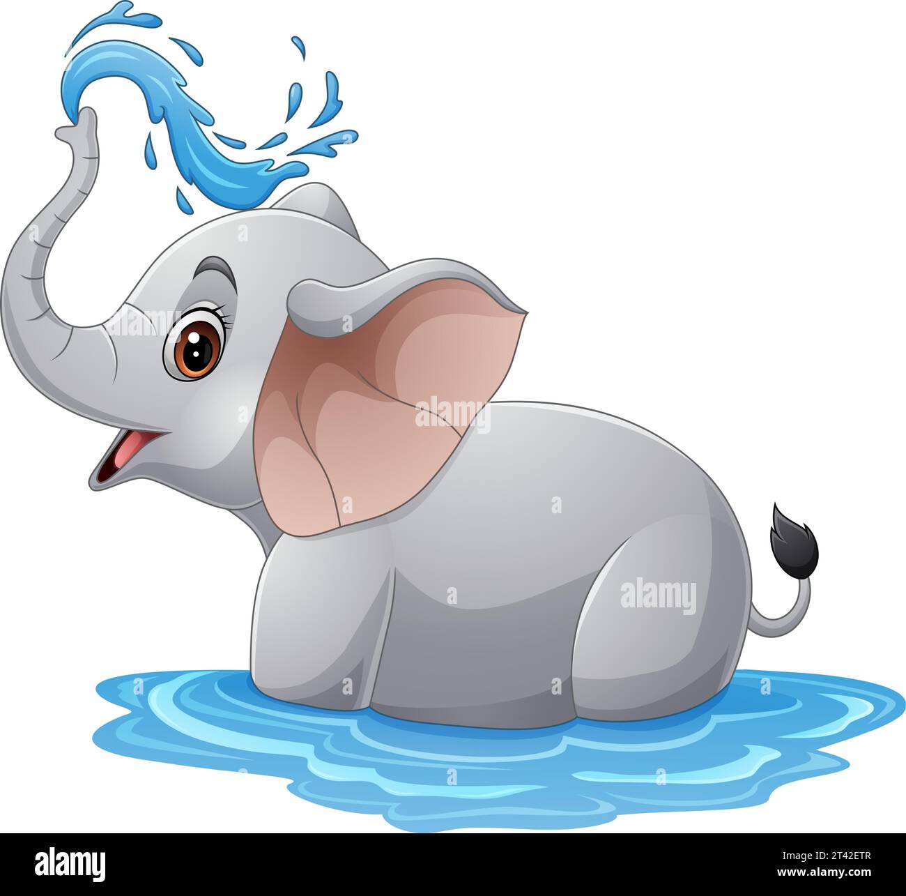 Cartoon niedlicher Elefant, der Wasser sprüht Stock Vektor