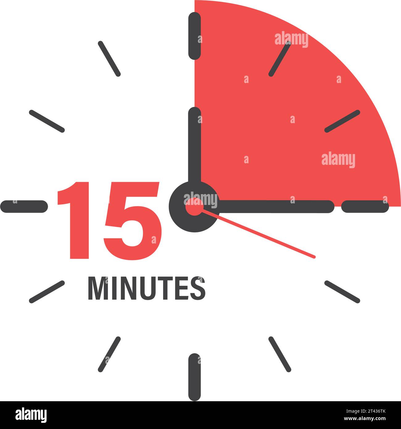 15 Minuten auf dem Stoppuhrsymbol in flachem Stil. Illustration des Zeitschalters auf isoliertem Hintergrund. Countdown-Zeichen für Geschäftskonzept. Stock Vektor