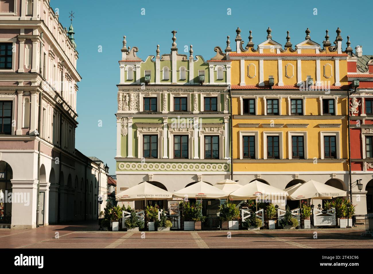 Der große Marktplatz in Zamość, Polen Stockfoto