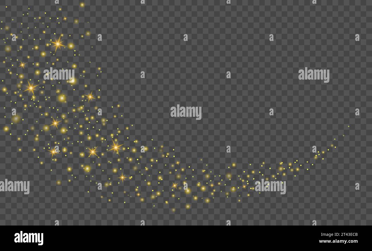 Hintergrundeffekt mit Glitzergoldpartikeln für luxuriöse Grußkarte. Weihnachtliche helle Bokeh-Hintergrundstruktur. Stock Vektor