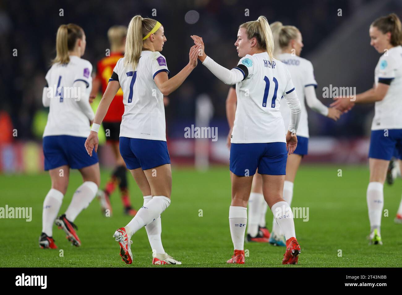 Leicester, Großbritannien. 27. Oktober 2023. Lauren Hanf beim Spiel der UEFA Women's Nations League zwischen England und Belgien im King Power Stadium. Stockfoto