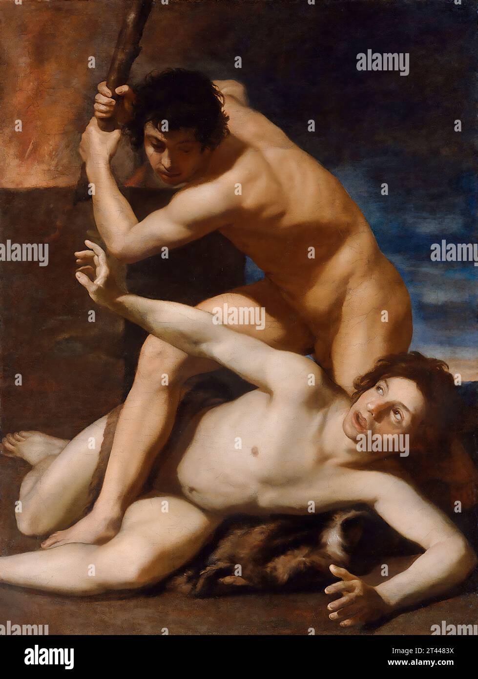 Kains Ermordung Abel durch Bartolomeo Manfredi (1582-1622), Öl auf Leinwand, 1615 Stockfoto