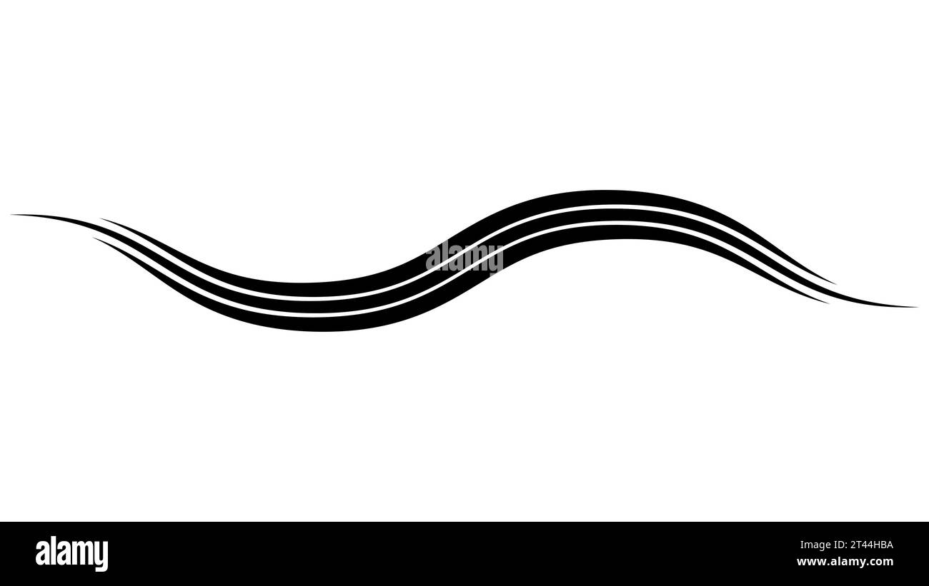 Dreifach geschwungener, wellenförmiger Swoosh auf dem Swish-Logo-Streifen Stock Vektor