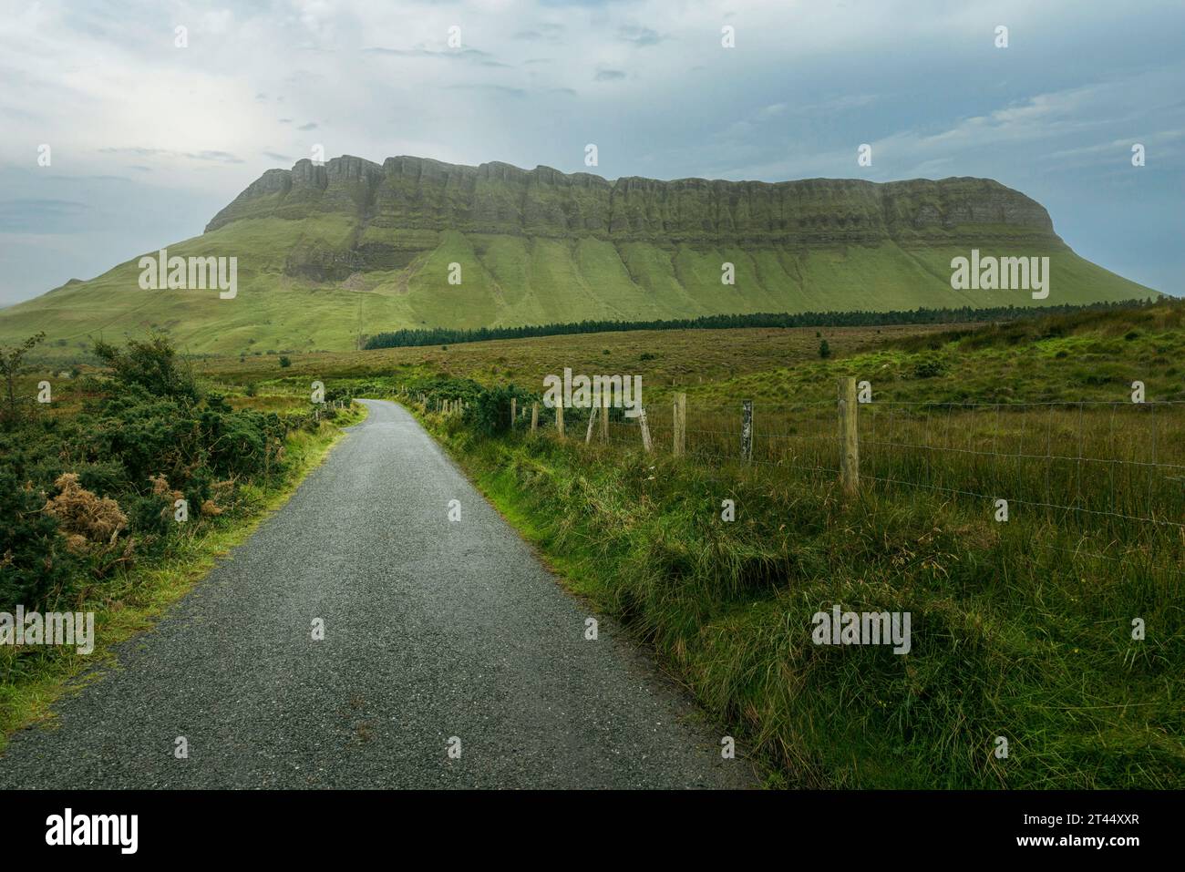 Benbulben ist ein markanter Tafelberg im County Sligo, Irland. Stockfoto