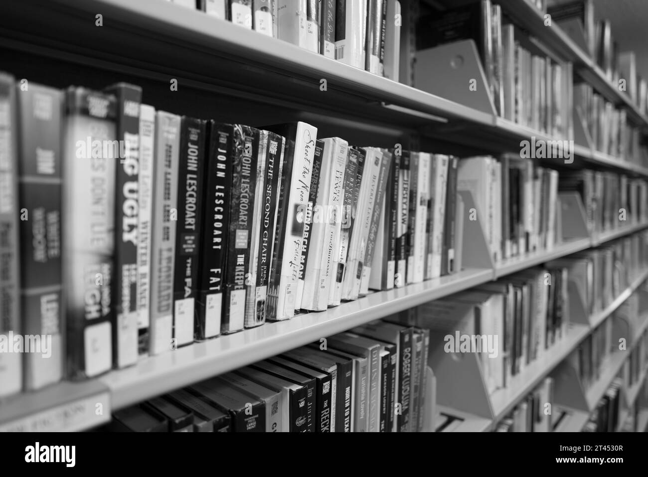 Bücher in Bücherregalen in einer öffentlichen Bibliothek Stockfoto