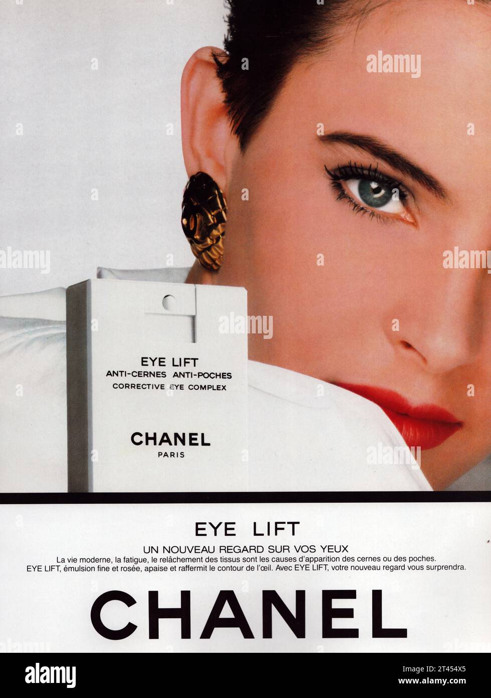 Chanel Eye Lift Anti Cernes Corrective Eye Complex Chanel Werbung Chanel Eye Lift Werbespot Stockfoto