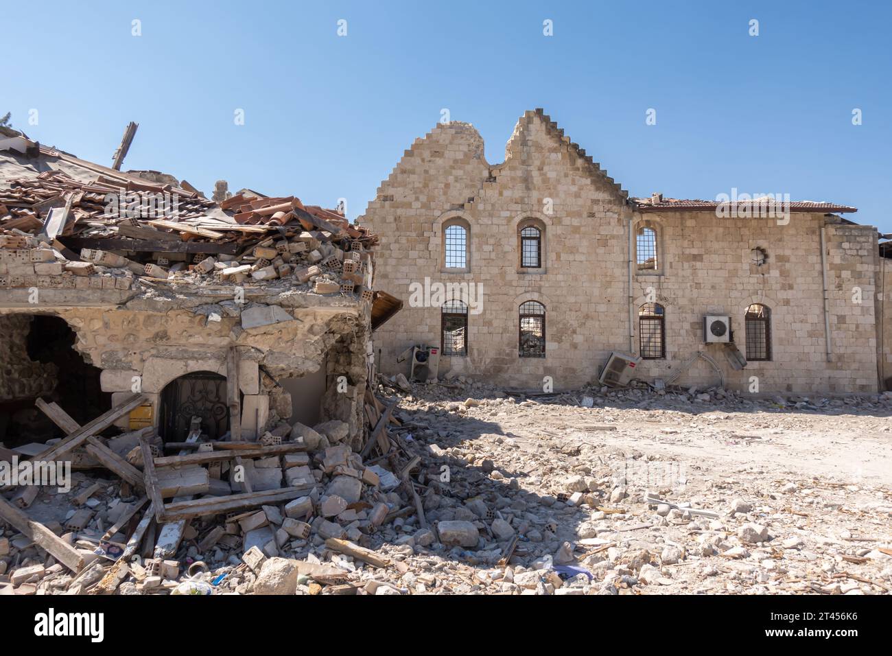 Antakya Protestan Kilisesi wurde durch das Erdbeben von 2023 beschädigt Stockfoto