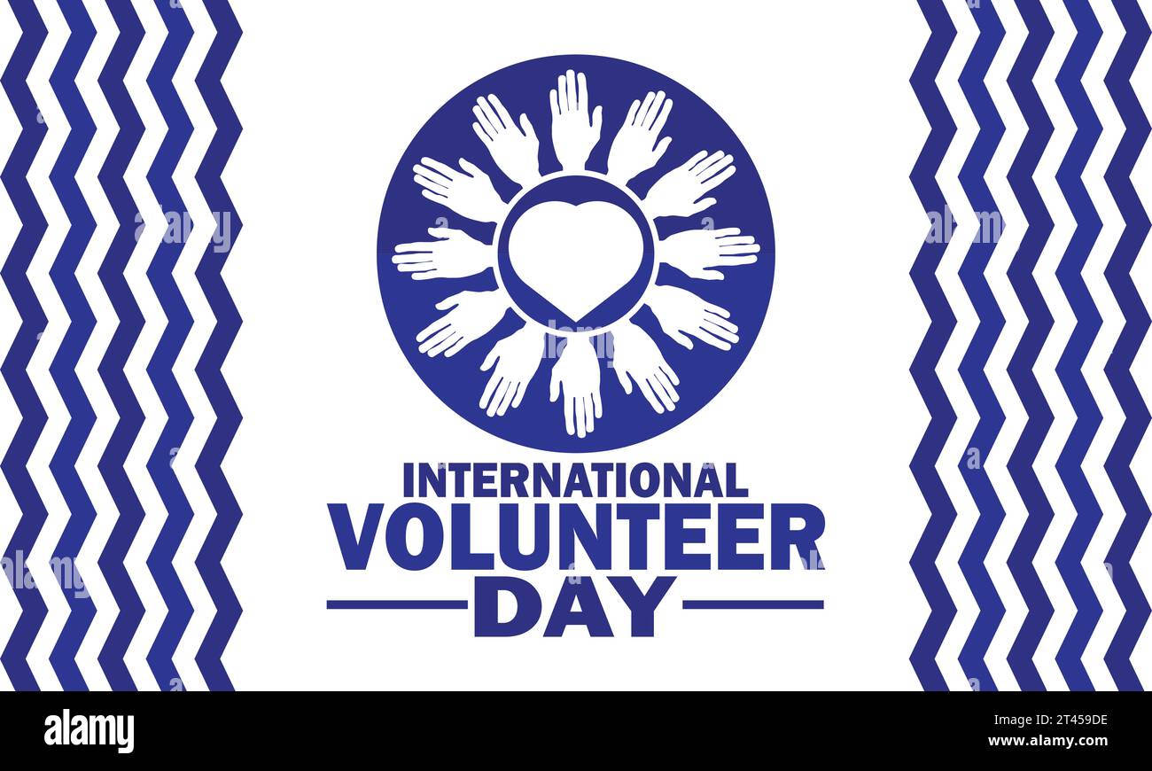 Internationaler Tag der Freiwilligen. Dezember. Designvorlage für Banner, Poster, Flyer. Vektorabbildung Stock Vektor