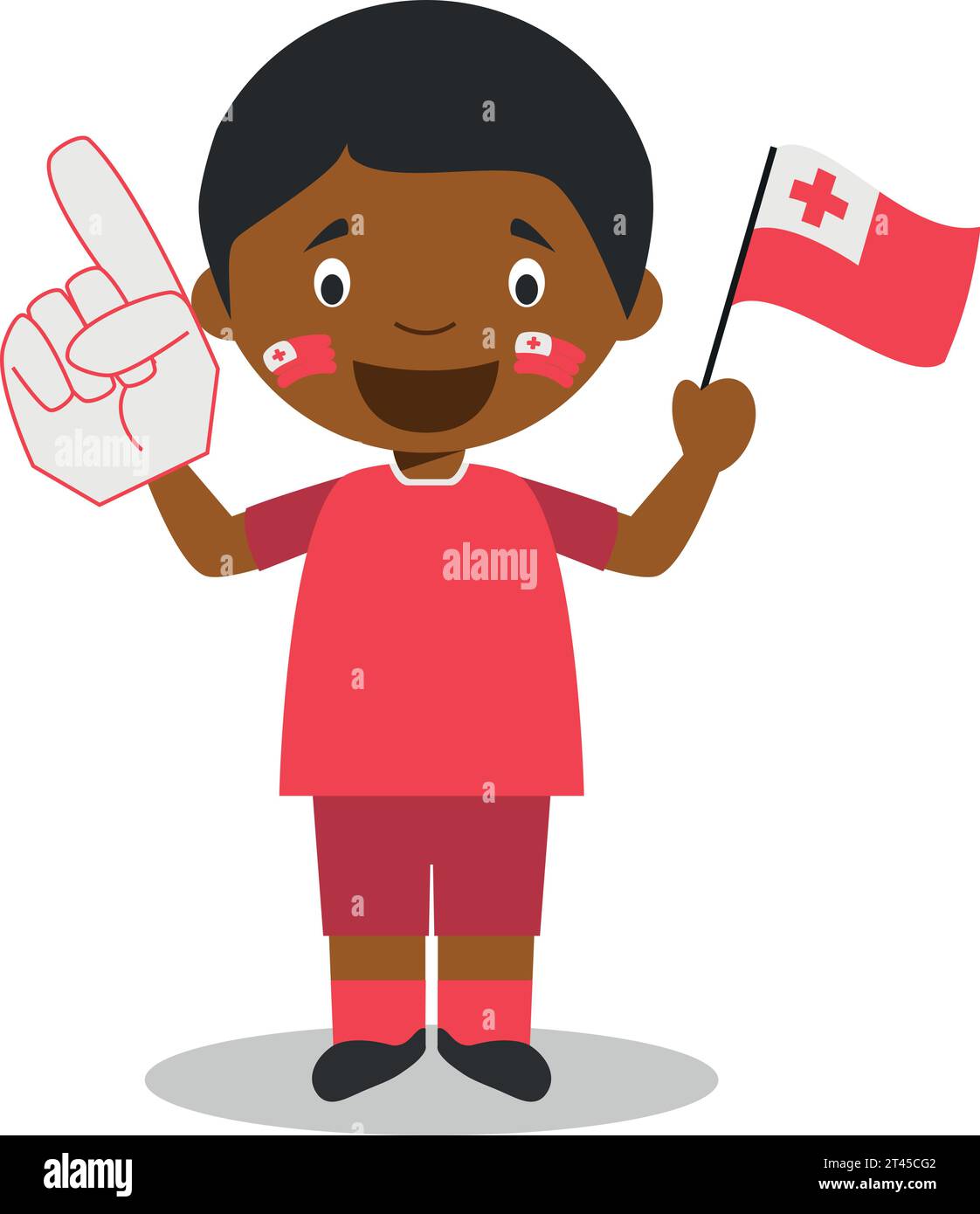 Fan der Nationalmannschaft aus Tonga mit Flagge und Handschuh Vektor-Illustration Stock Vektor