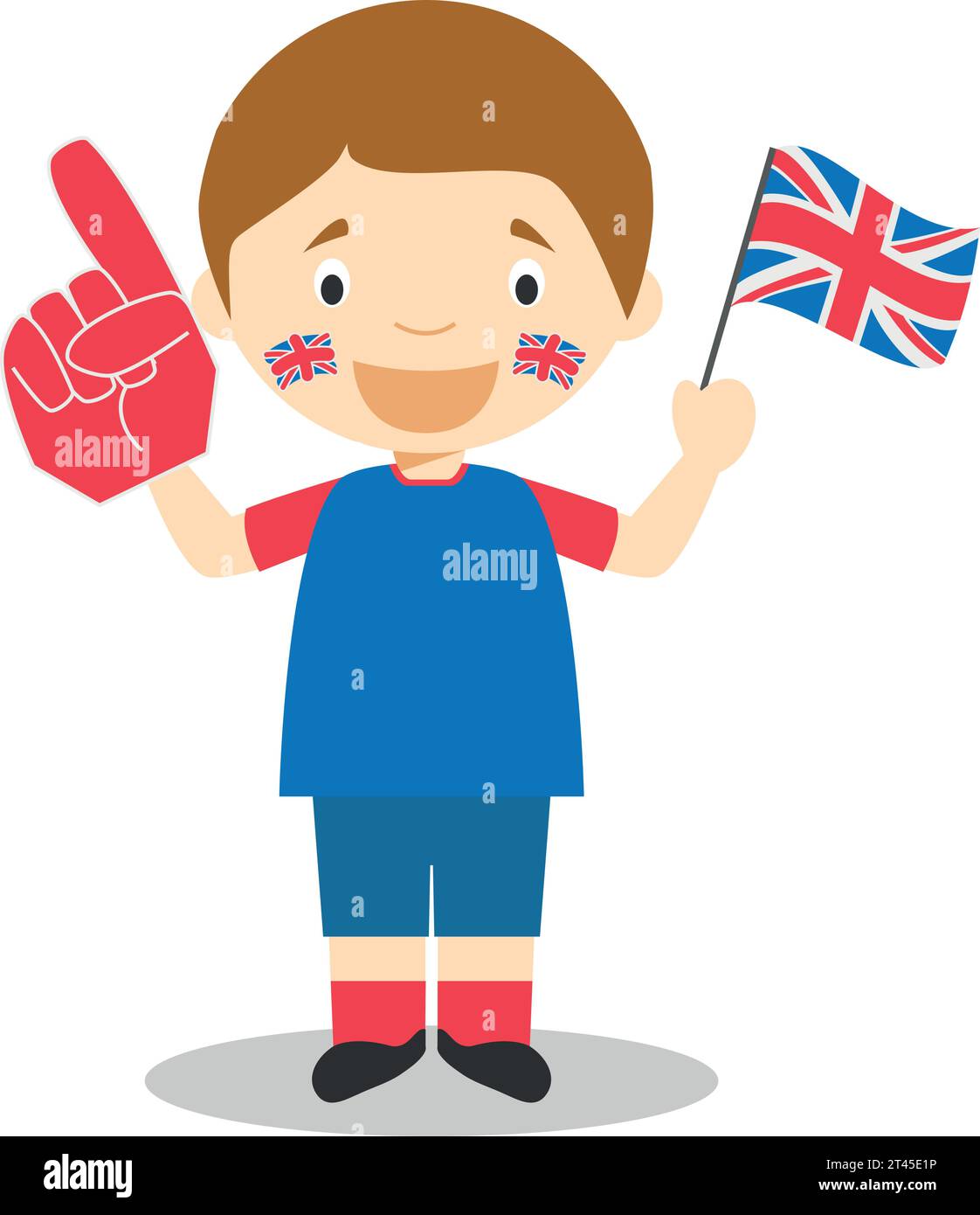 Fan der Nationalmannschaft aus Großbritannien mit Flagge und Handschuh Vector Illustration Stock Vektor