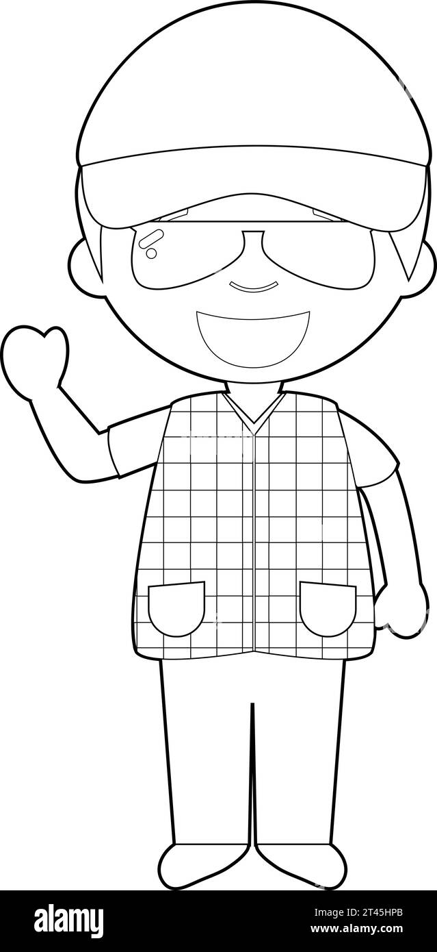 Einfache Färbung Karikaturvektor Illustration eines Truckers. Stock Vektor