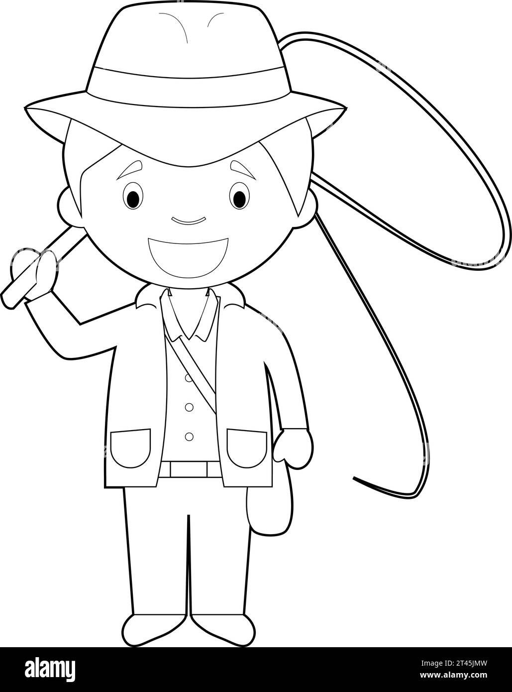 Einfache Färbung Cartoon Vektor Illustration eines Abenteurers. Stock Vektor