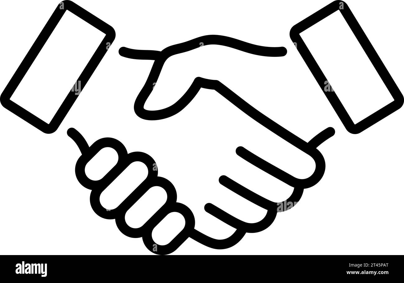 Lineares Symbol für den Handschlag zweier Hände als Konzept einer Geschäftsvereinbarung oder -Vereinbarung Stock Vektor