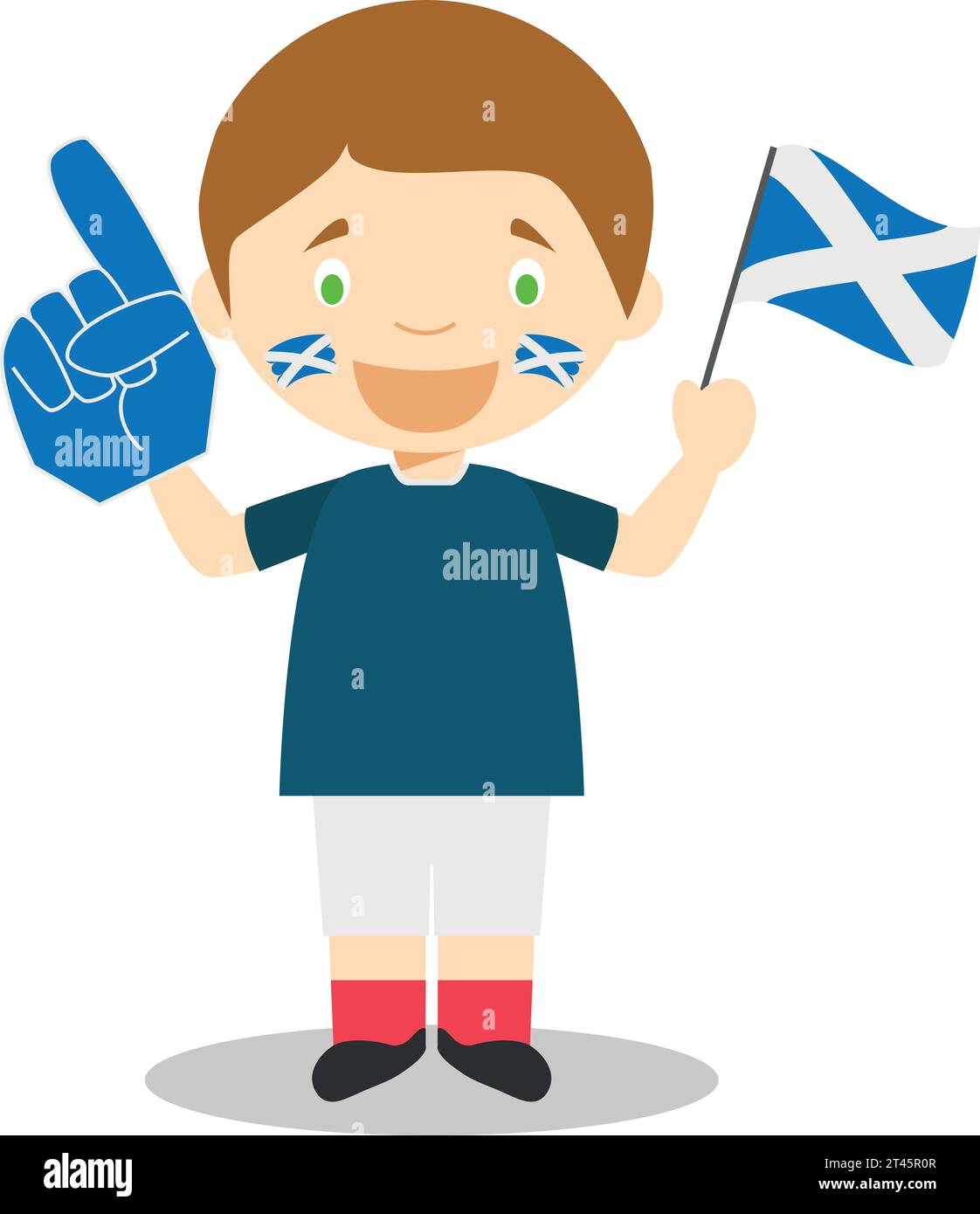 Fan der Nationalmannschaft aus Schottland mit Flagge und Handschuh Vector Illustration Stock Vektor