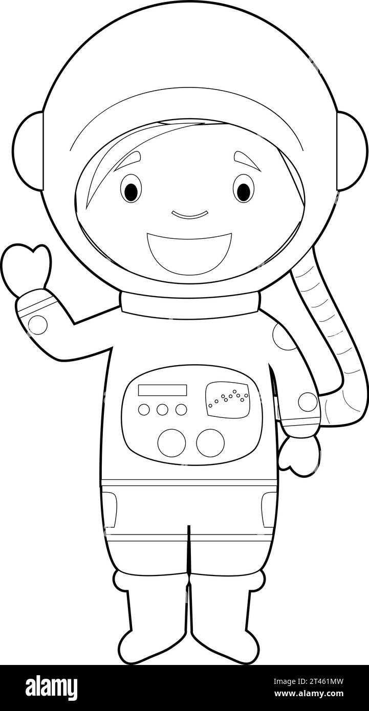 Einfache Färbung Karikaturvektor-Illustration eines Astronauten. Stock Vektor